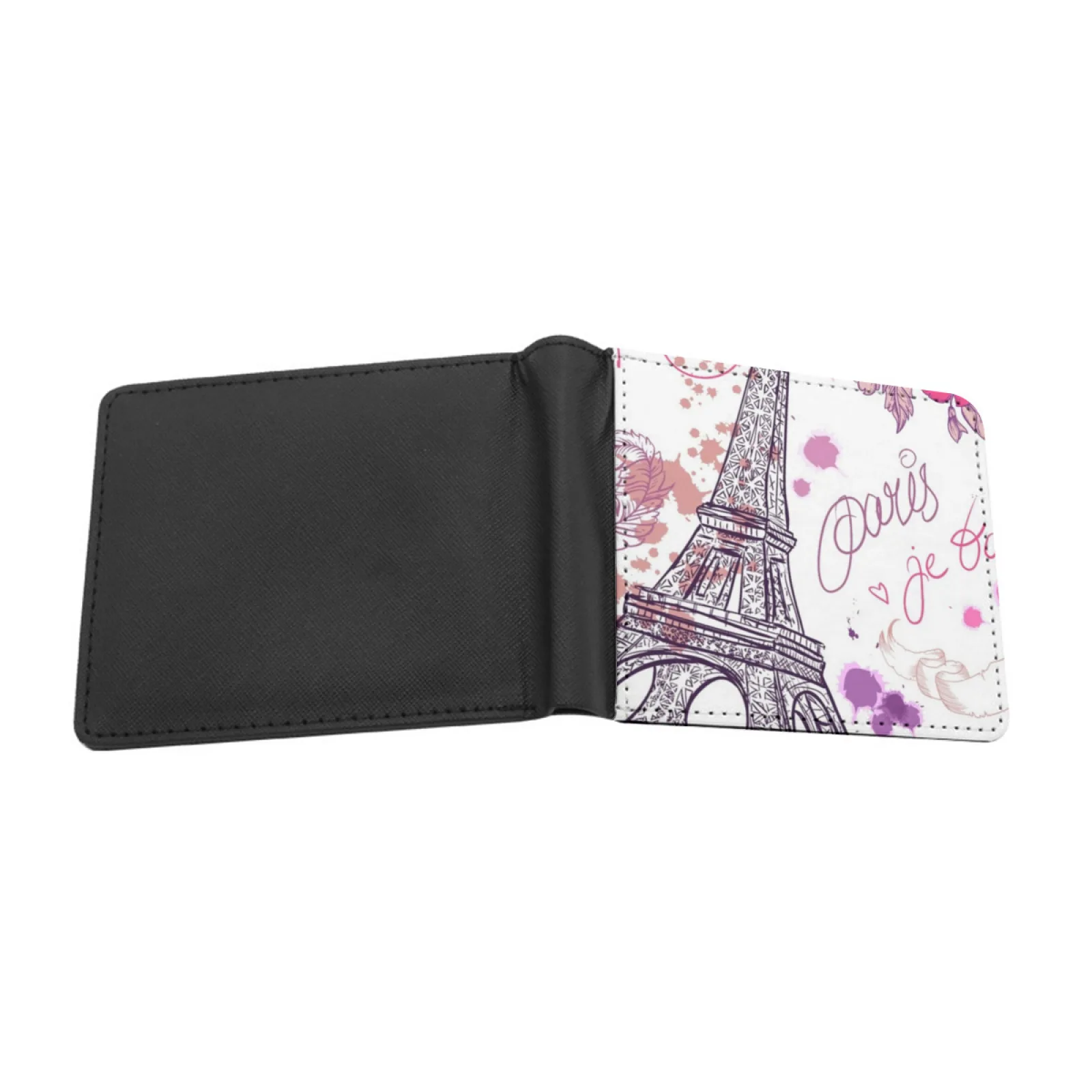 A Cool French Design Featuring Paris Attractions And Sayings Short Men's Wallets Credit Card Holder Retro Wallet Male Pu