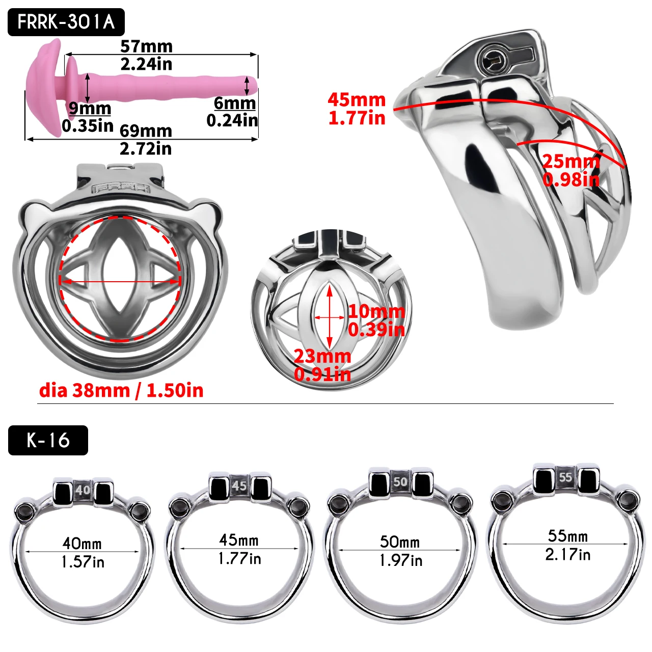 FRRK الفولاذ المقاوم للصدأ سيسيز صغيرة رجل العفة قفل البول قفص القضيب مع الشفرين الحقيقي البظر السيليكون الإحليل الجنس لعب الكبار #3