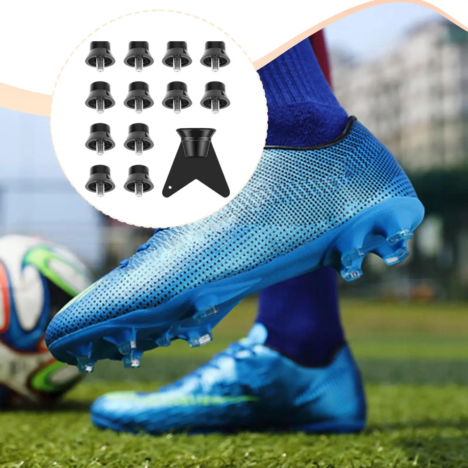 

Комплект для замены шипов футбольных бутс: нейлоновые шипы, устойчивые к погодным условиям, с ключом для профессиональных тренировок по футболу
