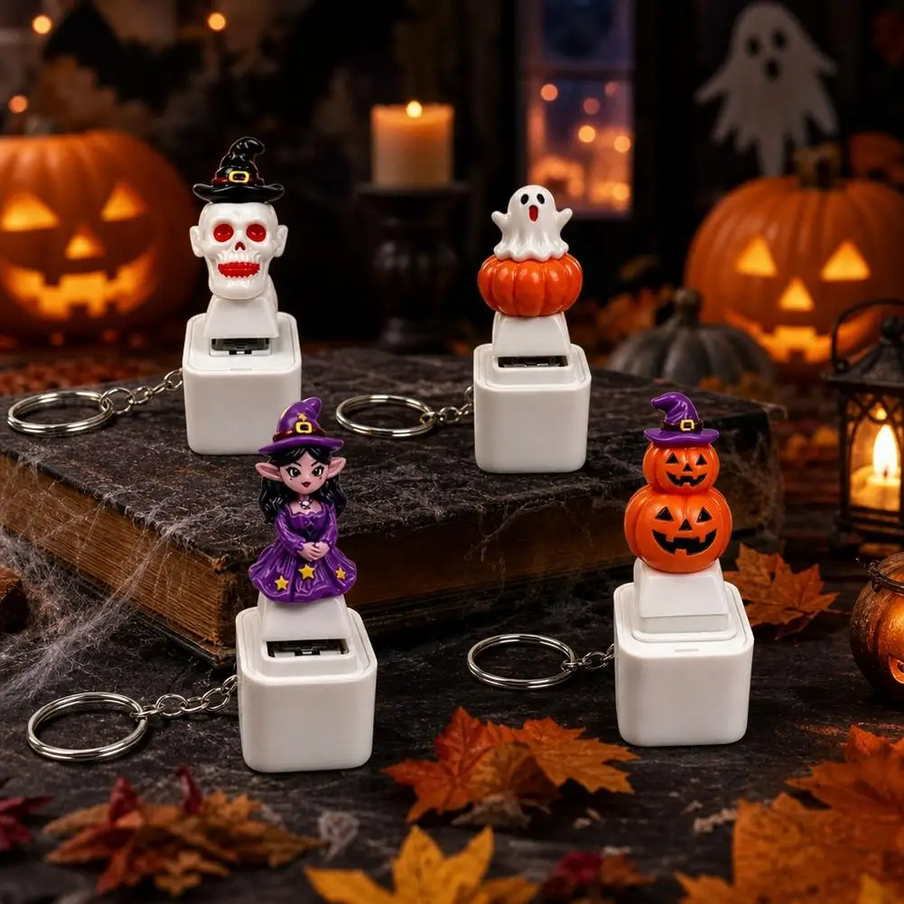 Halloween Glowing Ghost Clicker Keychain LED Light Sound Fidget Toy Portable Stress Relief Button Mechanical Clicker Desk Toys