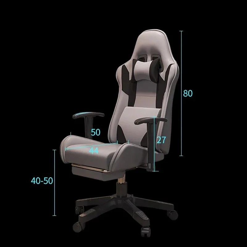 Reposapiés cómodo, Silla de oficina, móvil estético, ergonómico, gris, Gaming, elegante, respaldo alto, muebles para el hogar