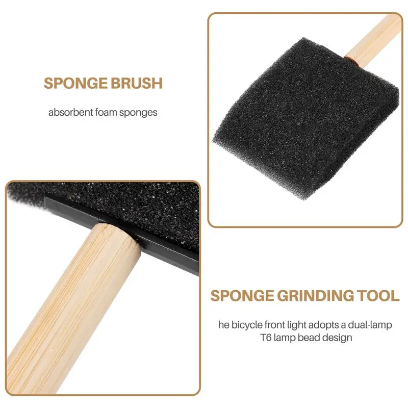 Multifunction 2 Inch Foam Sponge Wood Handle Paint Brush Set (Value Pack Of 200) - Lightweight, Durable And Great For Acrylics