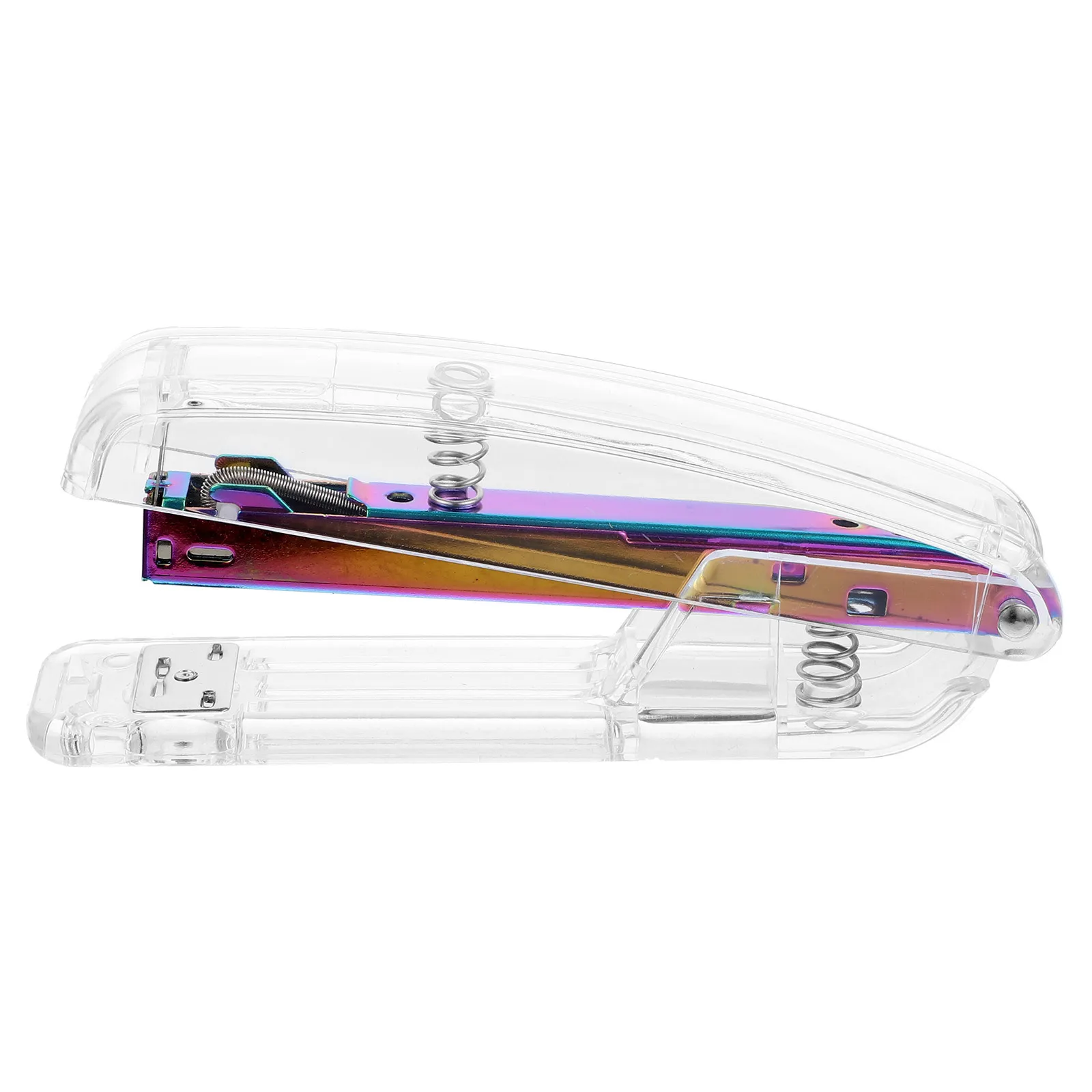 Plastic Transparent Stapler Clear Handheld Stapler for Office Home School Practical Compact Staplers for Desk Students