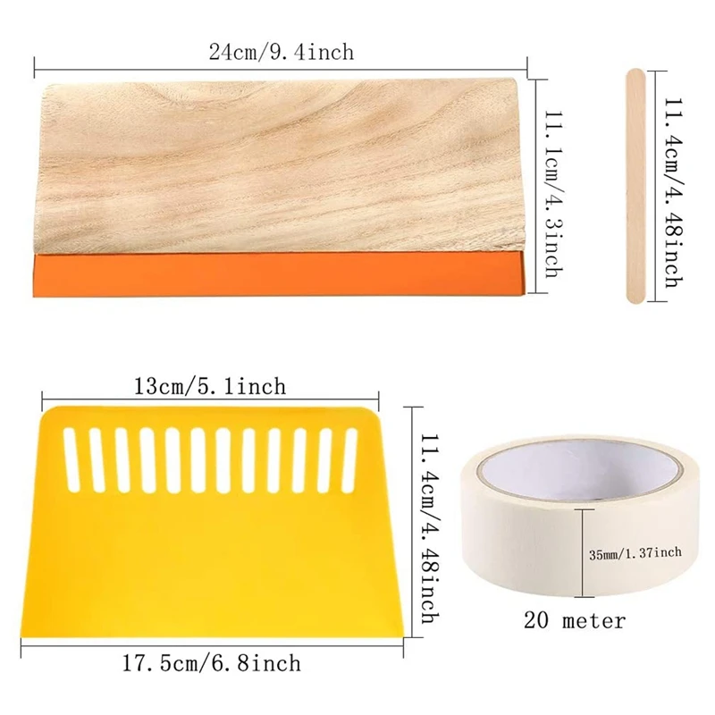 طقم بادئ طباعة الشاشة ، شاشة حريرية ، إطار مع شبكة بيضاء ، ممسحة ، 10 × 14 بوصة