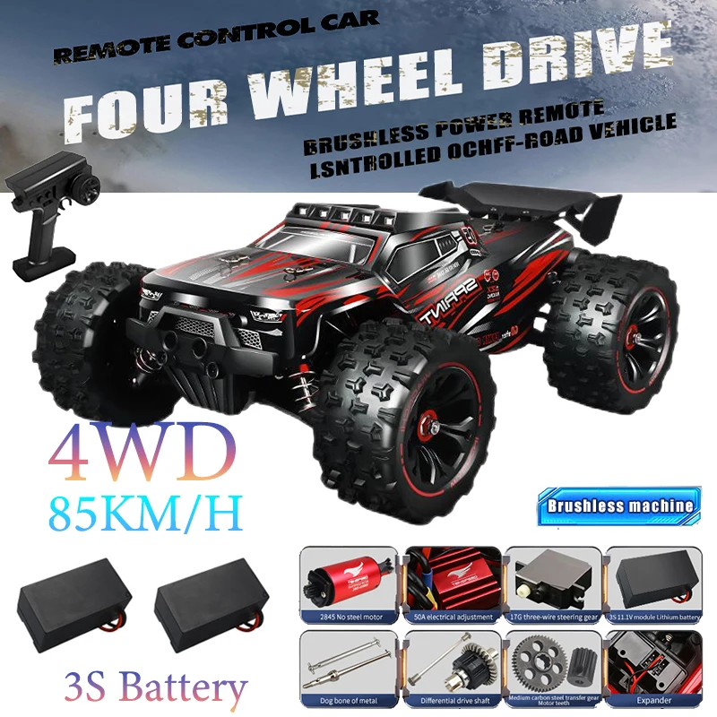 4WD Remote Control 1/14 RC Car 50 or Super Brushless 85KM/H Fast RTR High Speed All Terrain Off Road Radio 4x4 Truck for Adults