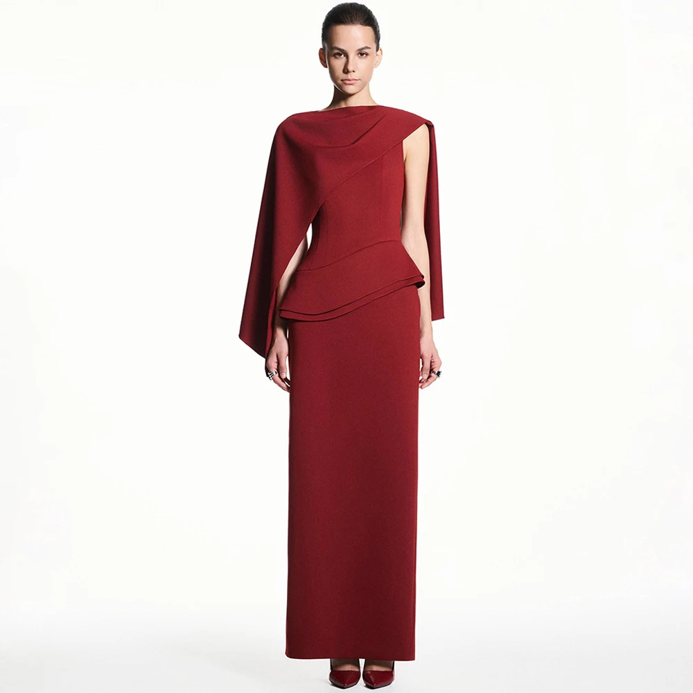 

Simple Jersey Evening Dress Graceful Shawl Sleeveless Prom Dresses Fashion Square Collar Customized Special Occasion Gowns