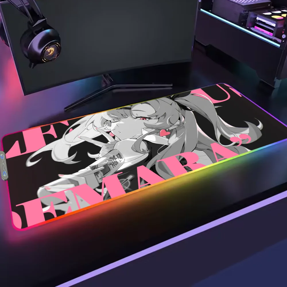 Zenless Zone Zero ZZZ Lycaon Ellen S Mouse Pad RGB LED Light Non-Slip Rubber Base Waterproof Office PC Home Best Price Desk-Mat