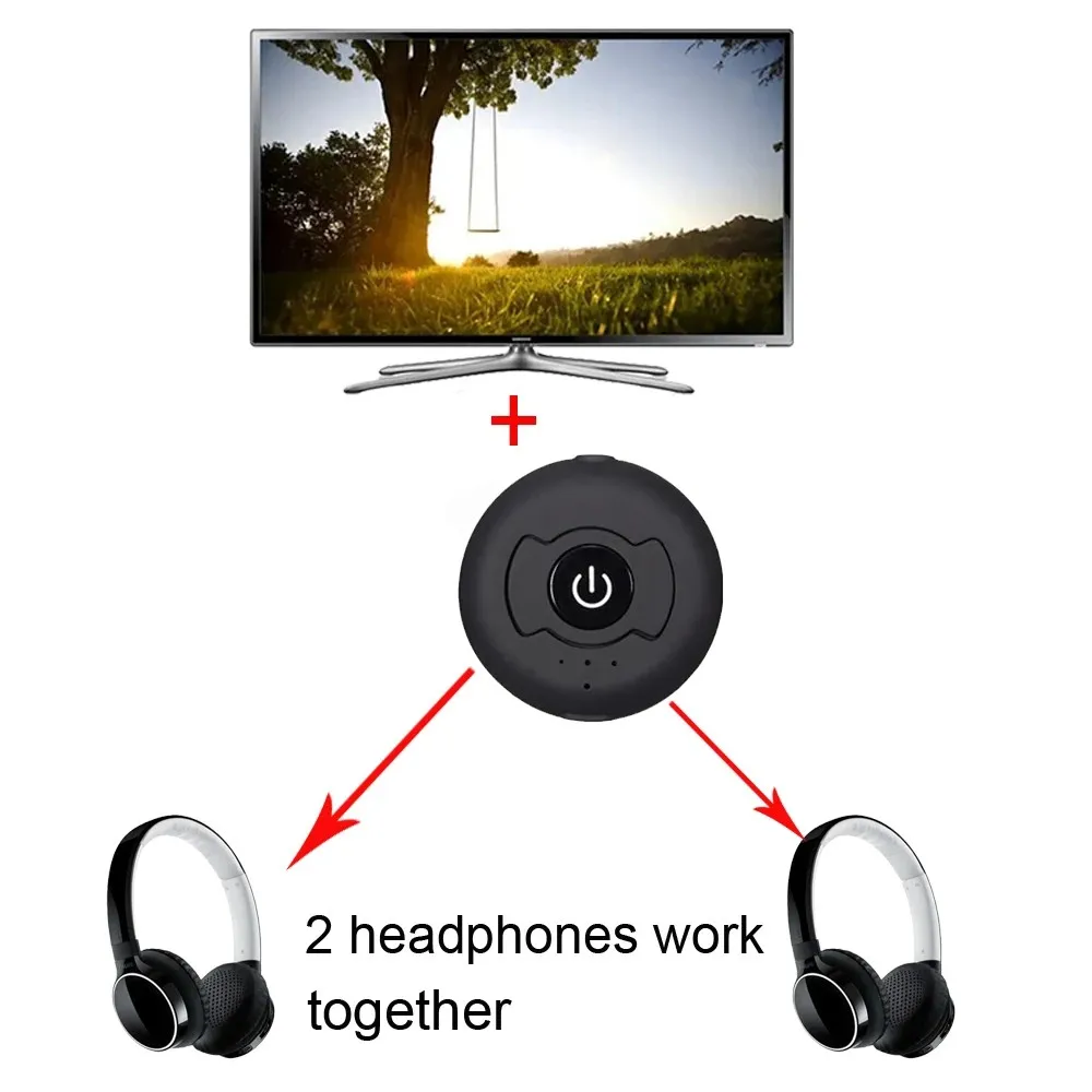 

Bluetooth Spliter 5.0 Audio Transmitter for TV, PC Connect, 2 Headphones, 3.5mm AUX, Low Latency, Stereo Wireless Adapter