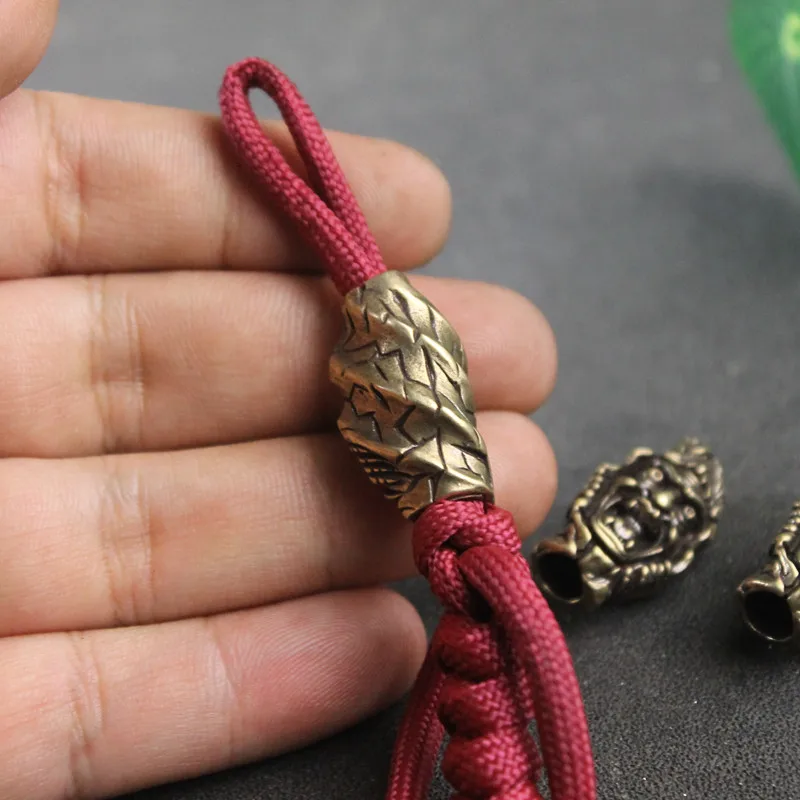 Roaring Old Man Brass Knife Beads Punk DIY Paracord Bracelets Accessories Outdoor EDC Tool Umbrella Rope Woven Lanyard Pendants