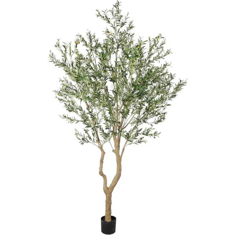 

Tall Faux Olive Tree，10ft（120in） Realistic Potted Silk Artificial Olive Tree， Fake Olive Trees Indoor with Green