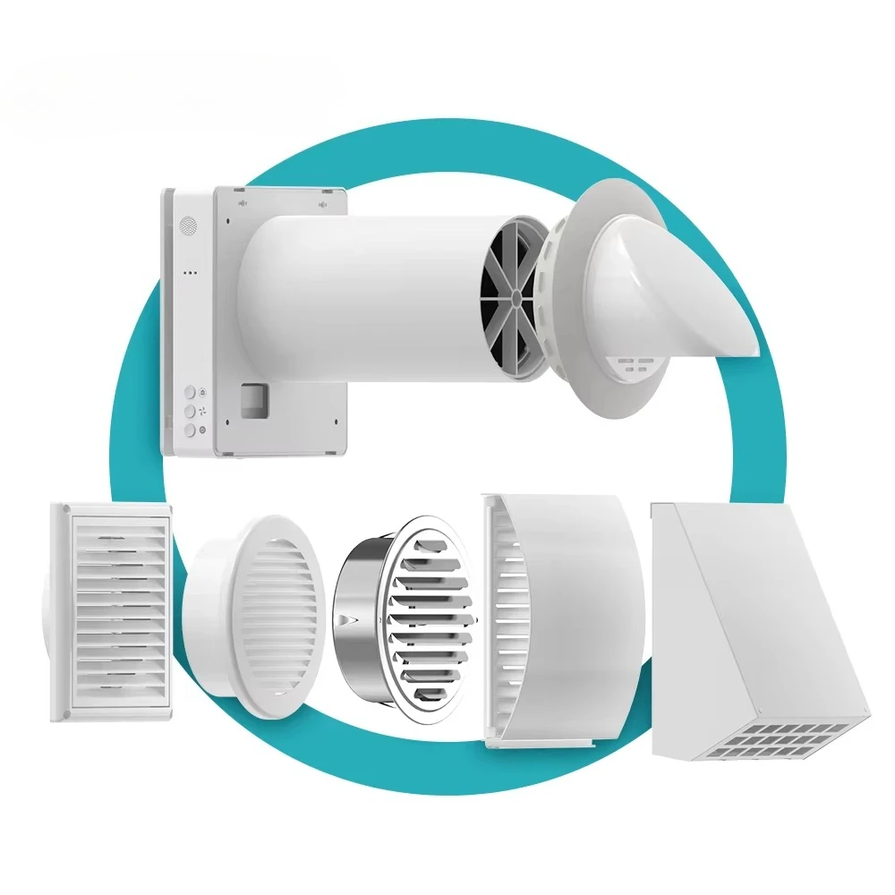 Heat Recovery Ventilation Wall Mounted Reversible Ec Fan 30M Wireless Control Living Room Heat Exchanger Core Air to Air