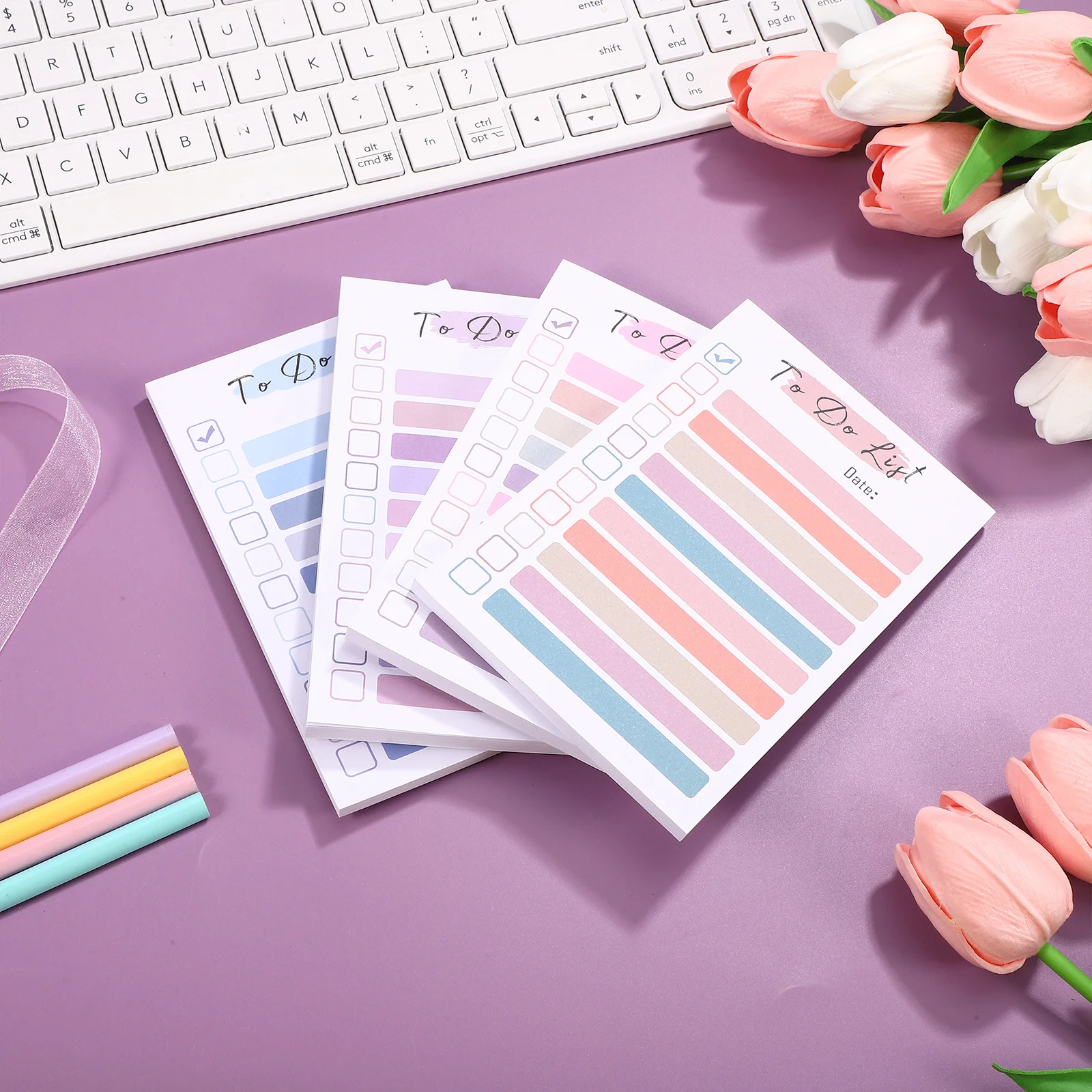 

4pcs Memo Pads Colorful Planner Notepads For Office School Home To Do List Paper Adhesive Note Pad Portable Message