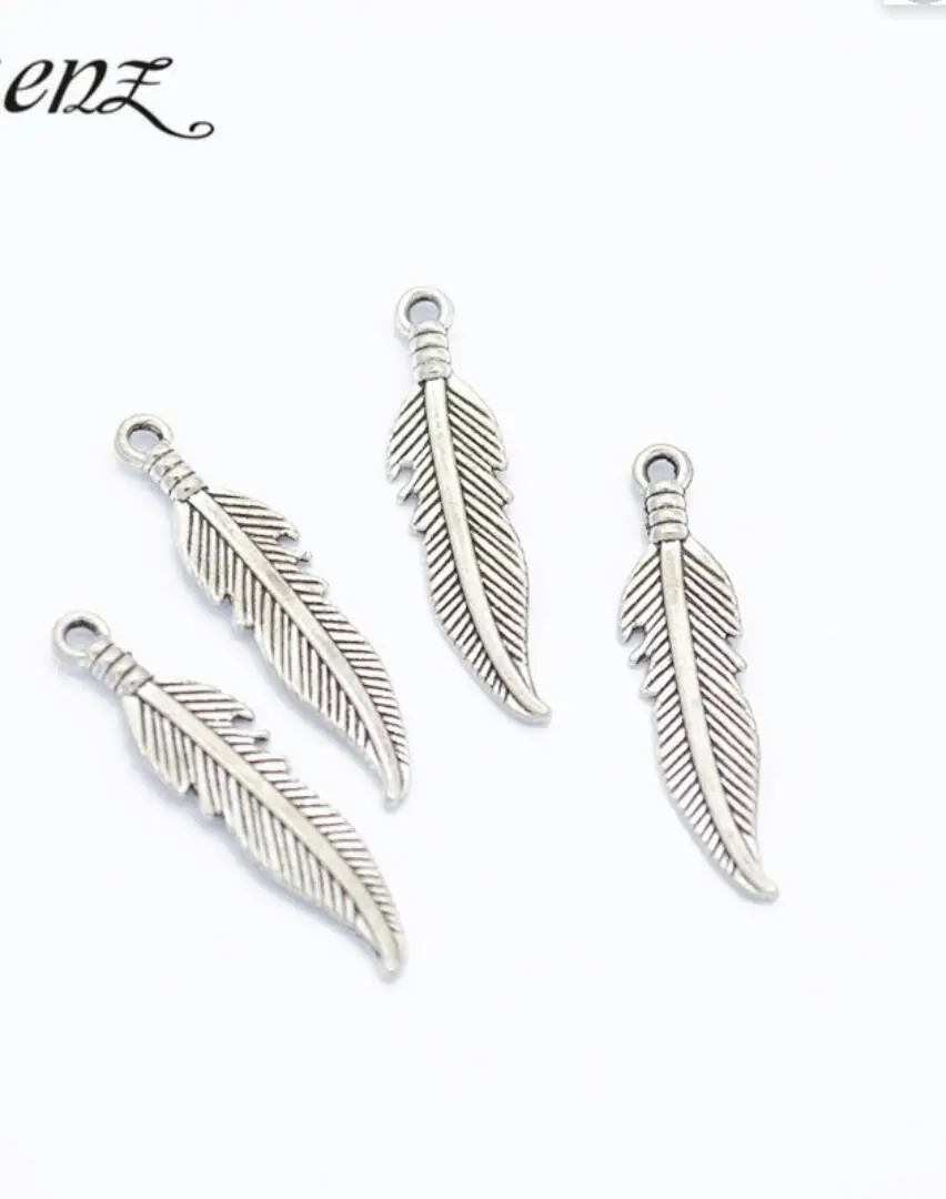 100pcs 27*6mm Fashion Alloy Feather Charms Pendant For Necklaces Earrings Making Accessories Leaf Charms Diy Jewelry F0023
