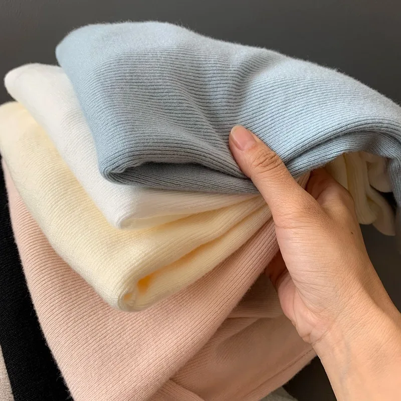 

Женский облегающий вязаный свитер с длинным рукавом, полувысоким воротником, в повседневном стиле, базовая кофта, однотонный, осень-зима, новинка