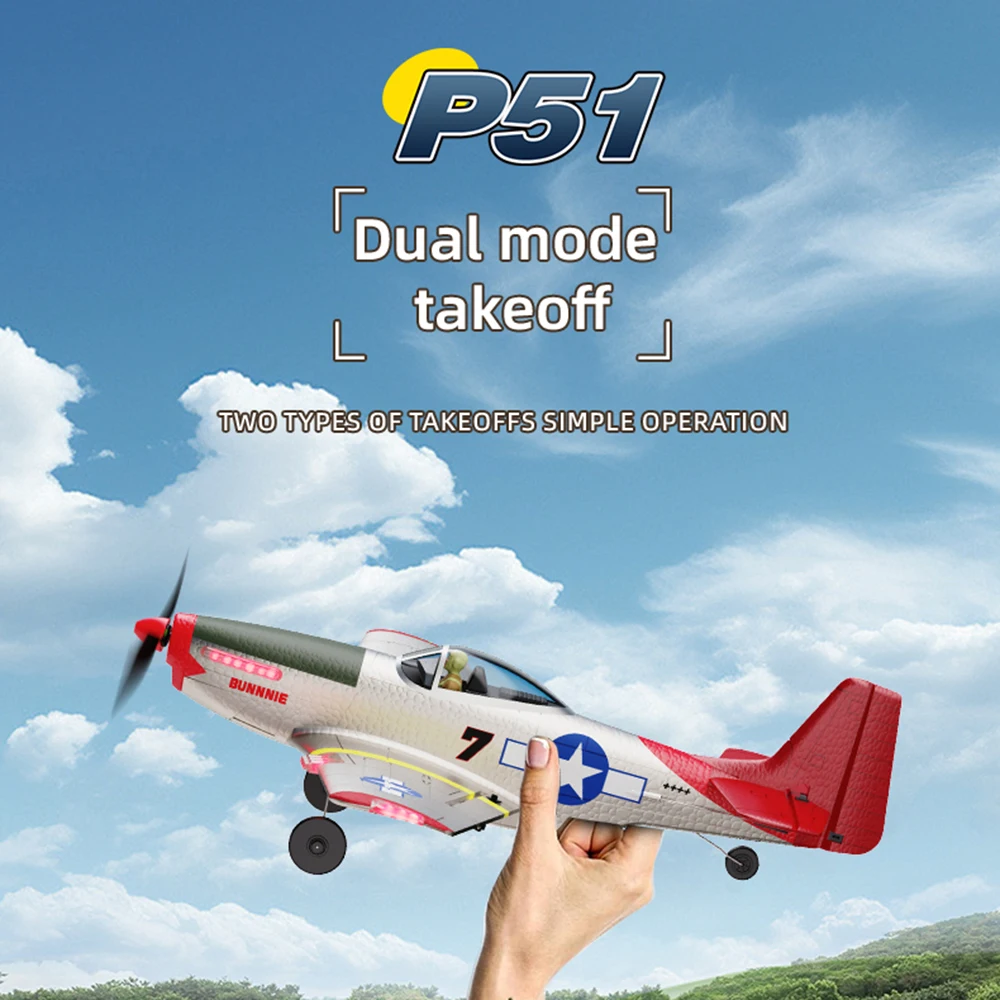 2026 NEW P51 Mustang Fighter 4CH Remote Control Aircraft Model Fixed Wing Aviation Model Aircraft 2.4G Electric Foam Glider Toys