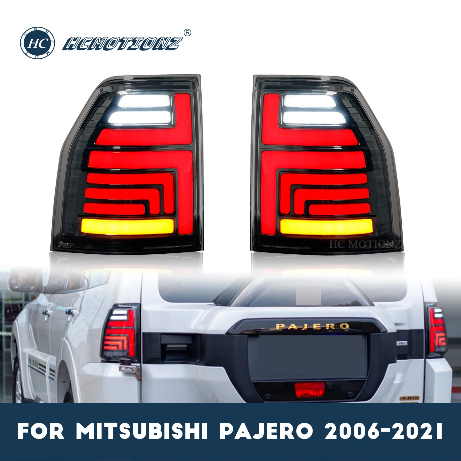 

HCMOTIONZ Tail Lights for Mitsubishi Pajero 2006-2021 Car Back Lights Accessories hogun Montero V80 LED Rear Lamps Assembly