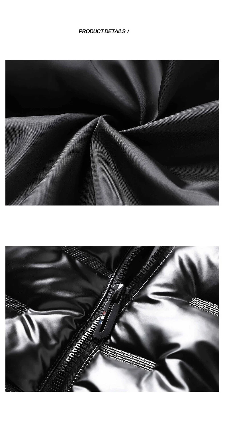 NONEAIR Mens Thick Warm Glossy Black Jackets Outwear Men's Clothings Winter Hooded Parkas Men Windbreaker Fashion Thermal Coats
