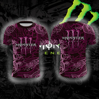 Summer New Monster Energy 3D Flying Dragon Design Original Printed Comfortable Breathable Quick Drying Cycling Men's Sports Tees
