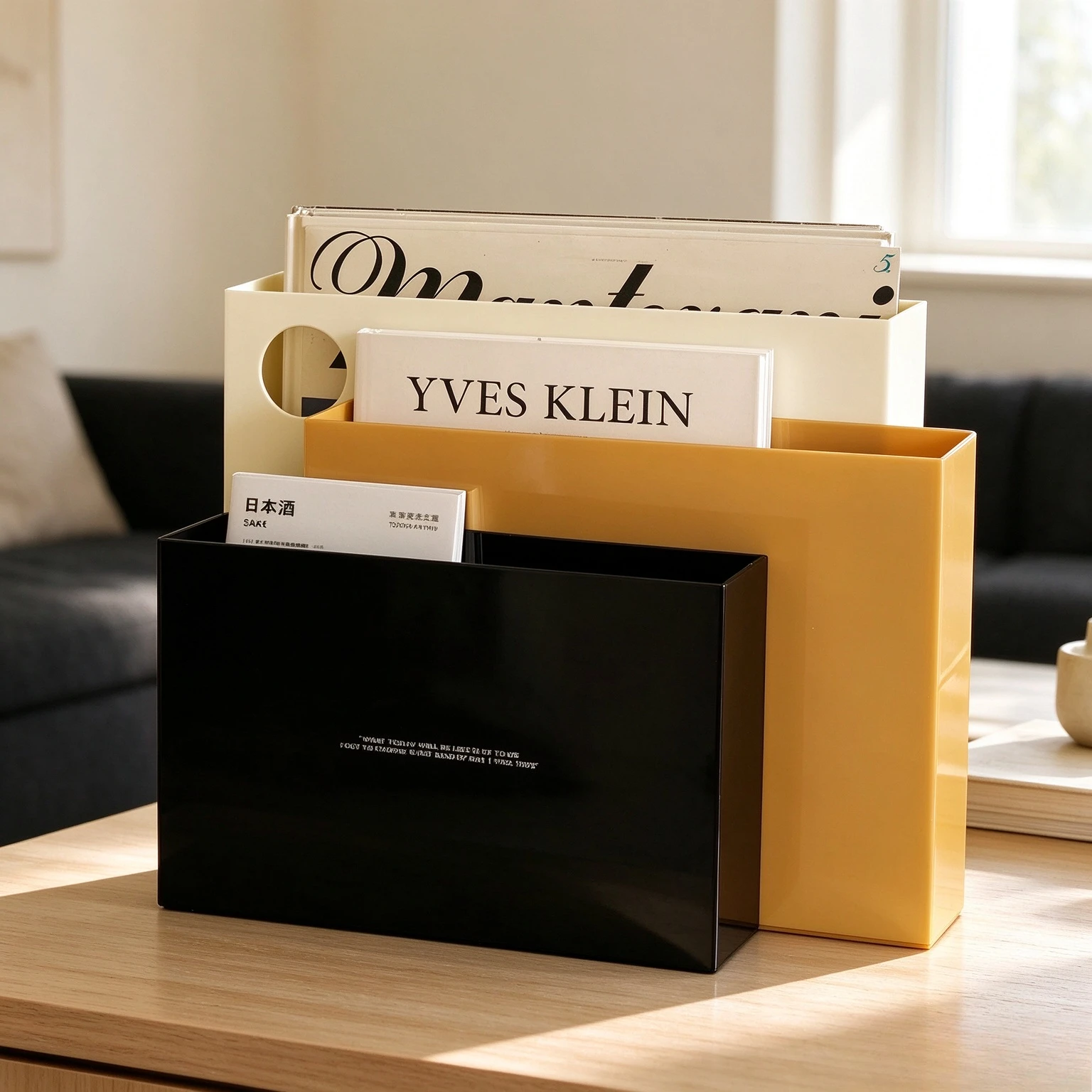 Desktop File Organizer, Archival Storage Box and Vinyl Record Magazine Rack for Office Documents, Home Study and Small Space