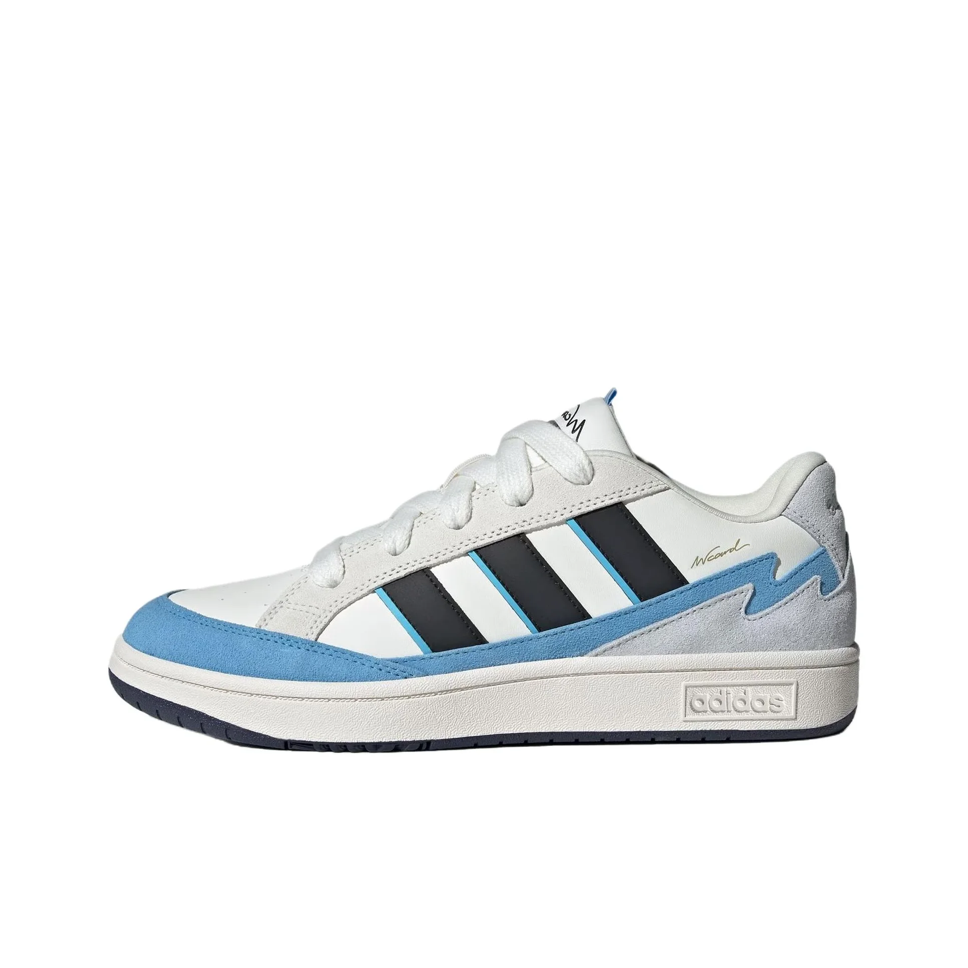 Adidas WCARD ADV Synthetic Leather, Split Cow Leather Soft And Comfortable Low top Skateboard Shoes Unisex White Blue JQ4532