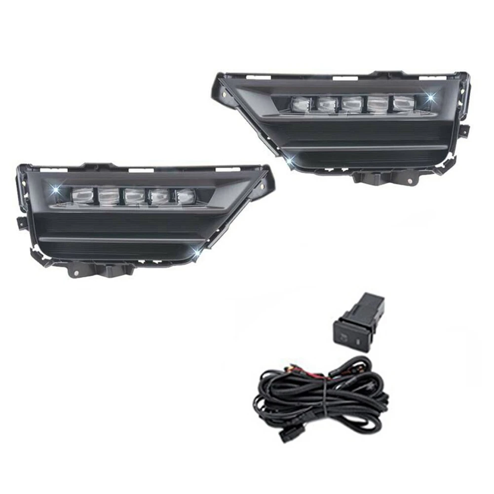 

1Pair LED Fog Light Headlight Fog Lamp Cover Grill Bezel Switch Foglights Assembly for Honda CR-V CRV 2020 2021