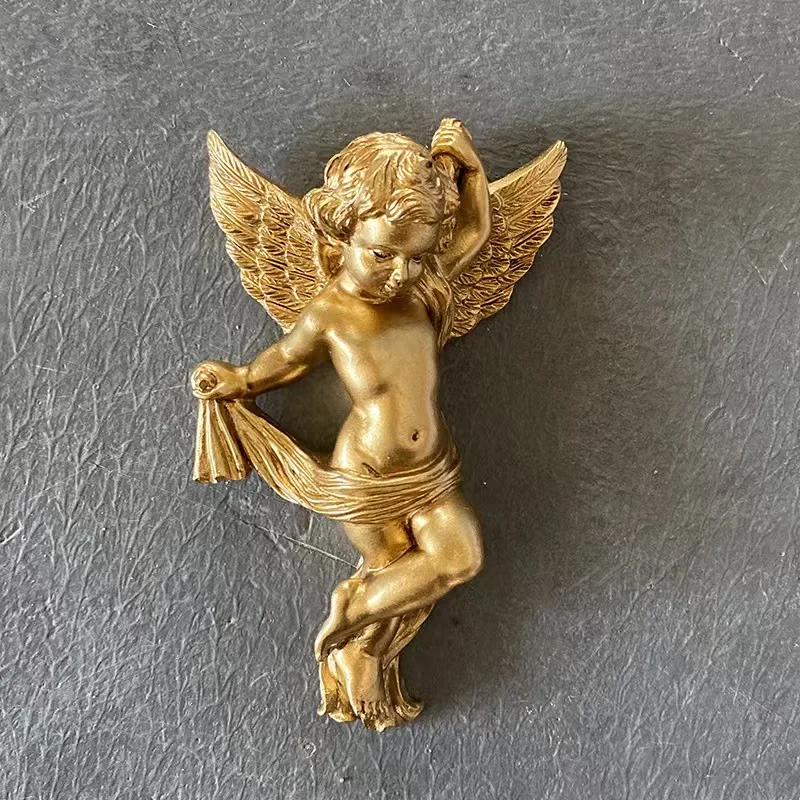 Vintage Resin Golden Angel Bowknot Wall Hanging Decoration for Photo Wall Living Room, Corridor, Entrance Home Decor