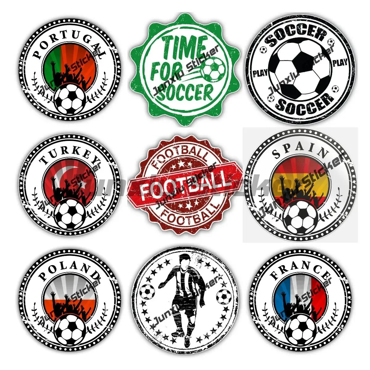 

Football Fans Decals Europe Soccer Sport Grunge Stamp Vinyl Sticker for Cars Camper X 500 Motorcycle Stickers Kids Car Decals