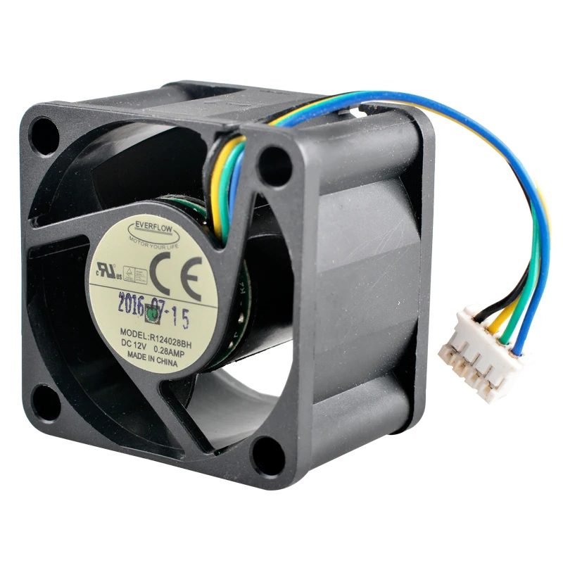 R124028BH 4cm 40mm fan 40x40x28mm DC12V 0.28A 4pin Dual ball bearing axial fan cooler cooling fan for 1U 2U power supply