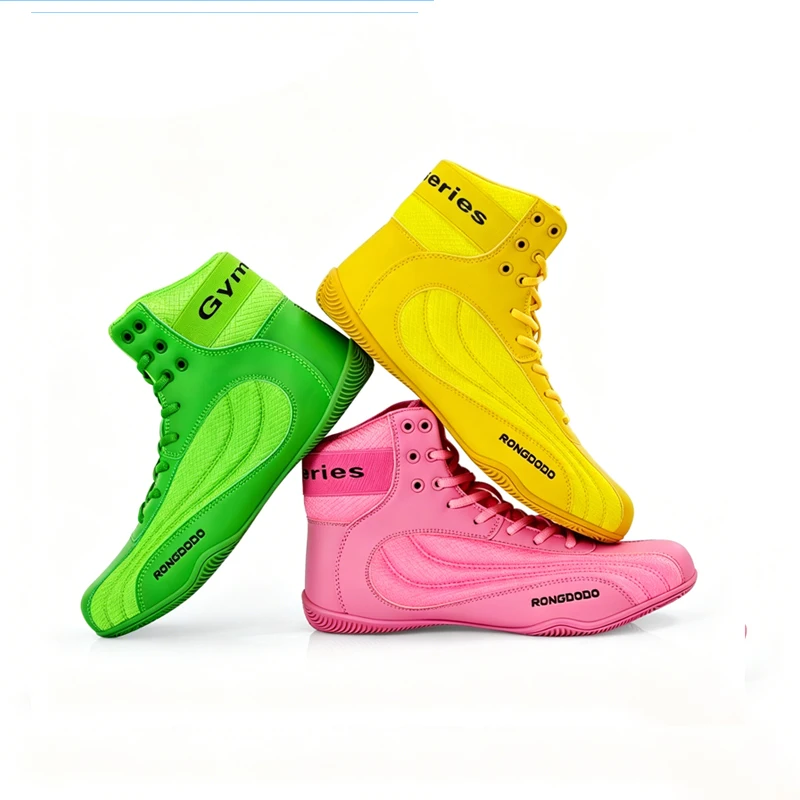 New Boxing Shoes Combat Training Martial Arts Fitness Exercise Sanda Shoes High Top Shock-absorbing Wrestling Shoes