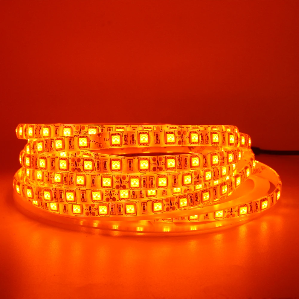 1-5m Amber Orange SMD 5050 LED Strip Light Car Motorcycle Auto Interior mood light ip30/65 Waterproof Flexible Lighting DC 12V