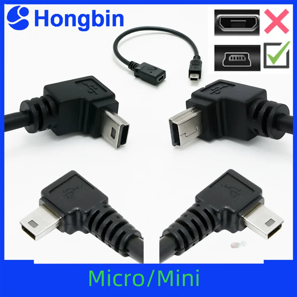 Mini USB Extension Cable Straight Plug up down Left Right Bend Line for Tablet Car Recorder Mini USB Male to Female Bend Head
