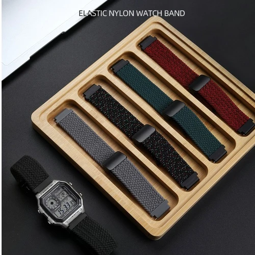 Imagen 2 del producto Correa de nailon elástica para reloj Casio A158 A168 f91w AE-1200WHD/A159/A169 AE1200, correa de reloj con hebilla magnética, pulsera de liberación rápida