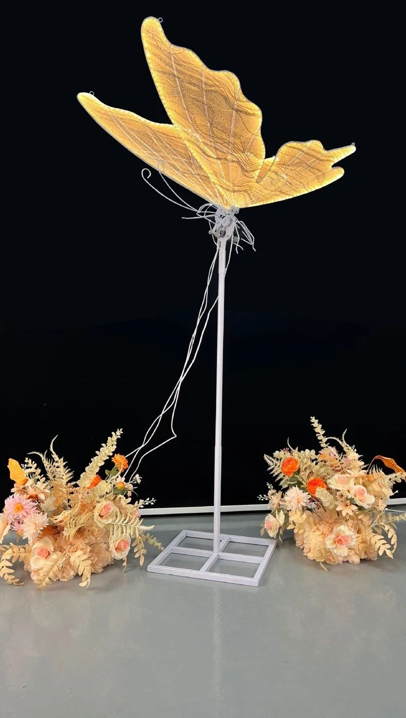 2er-Set Weiße Leuchtende Schmetterlinge als Hochzeitsdekoration, Eisenflügel mit Lichtern, Elektrische Dekorationsornamente für Hochzeitsbühnen – Detail 10