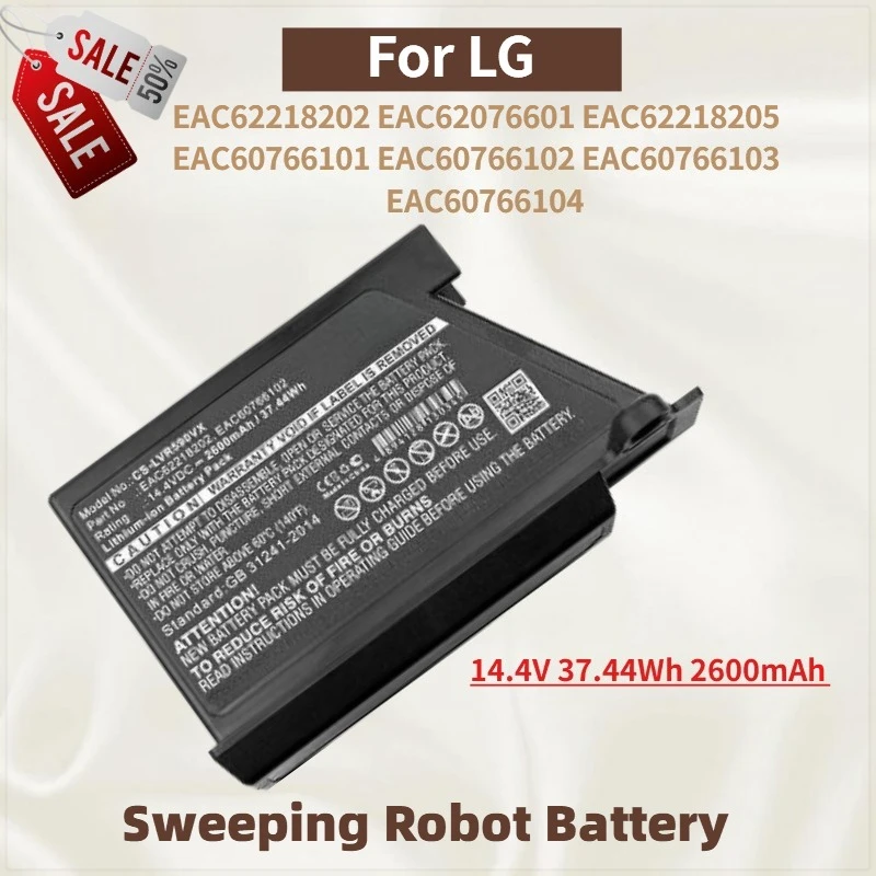 

14.4V 2600mAh Sweeping Robot Battery for LG EAC62218202 EAC60766101 EAC60766103 EAC62076601 EAC62218205 EAC60766102 EAC60766104