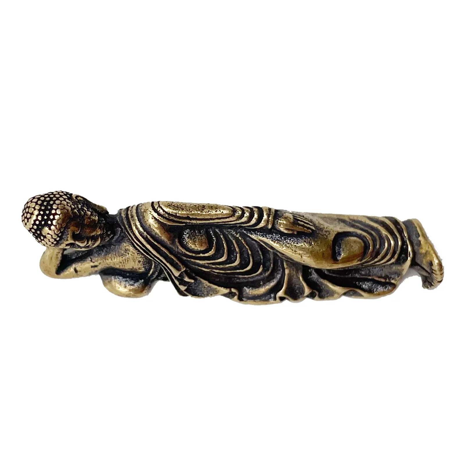 Solid Pure Brass Buddha Small Ornament Figurines Antique Copper Guanyin Sleeping Buddha Statue Desk Decorations Home Decor Craft