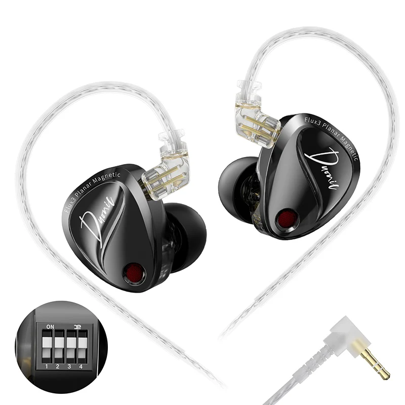 KZ Duonic Triple-Magnetic Planar Driver Verbeterde HIFI-oortelefoon, Wide Soundstage bedrade IEM's met 4 afstemmingsopties en HD Dual Mic