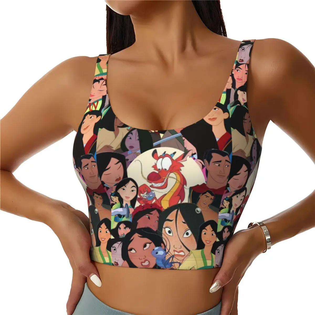 

Custom Mulan Princess Workout Crop Tank Tops Women Yoga Sports Bras