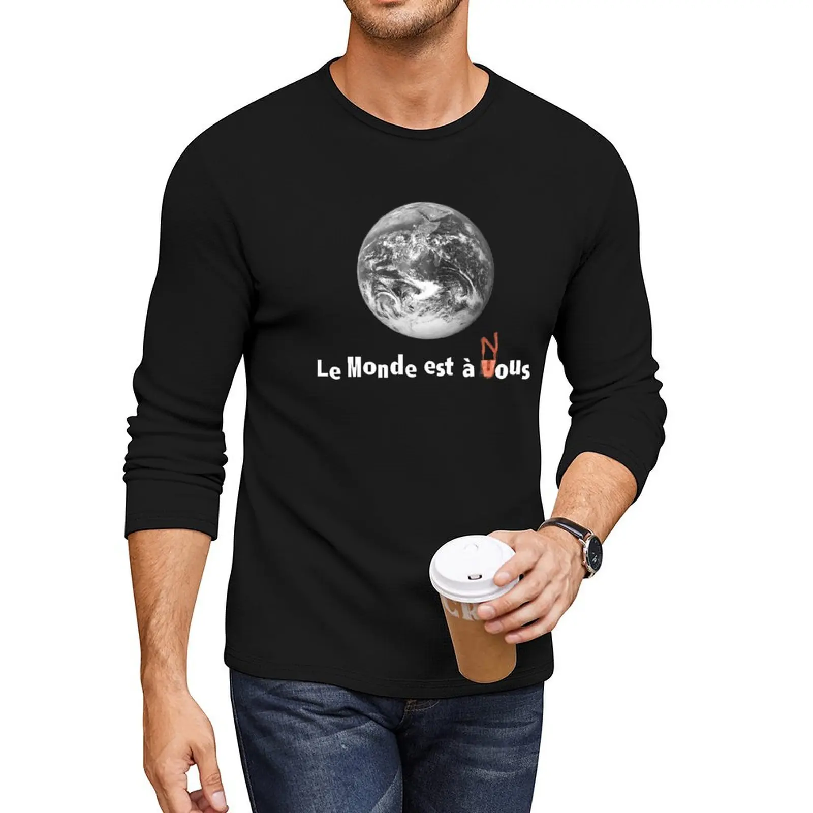 

Le Monde Est A Nous (La Haine) Long T-Shirt korean fashion plus size t shirts anime clothes mens graphic t-shirts big and tall