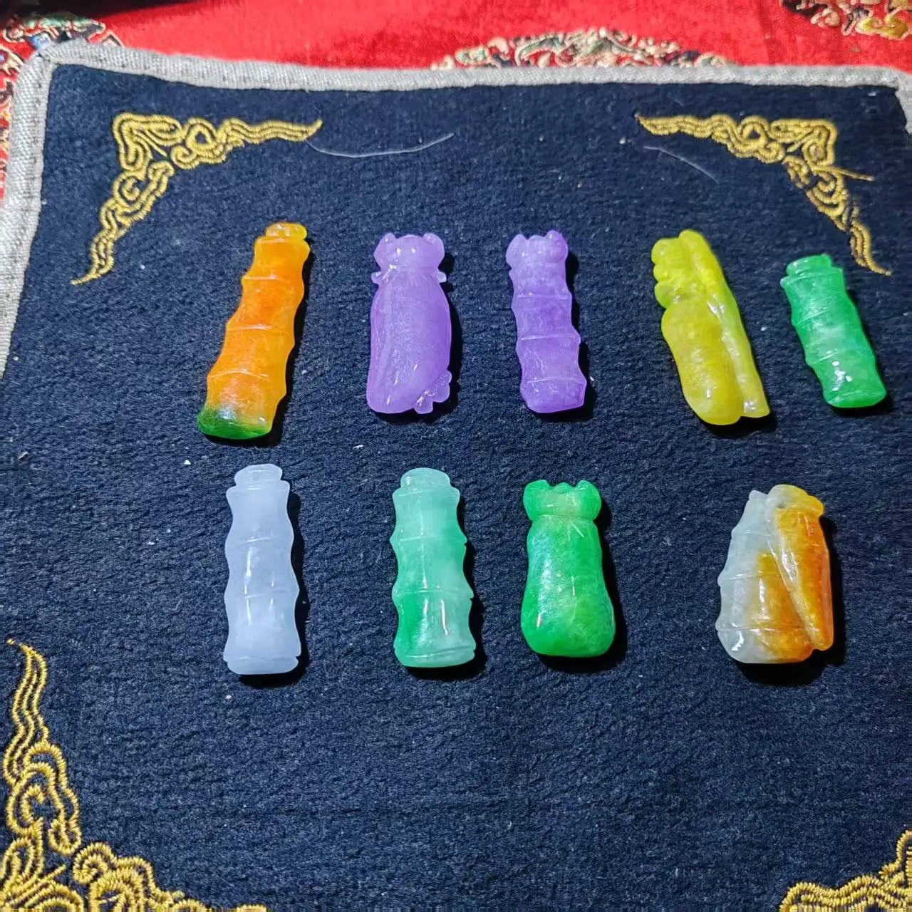 

1pcs/lot Natural Jadeite Jade Carved Chinese Classical Pendant Plant leaves fruits Purple green beautiful jewelry folk-custom