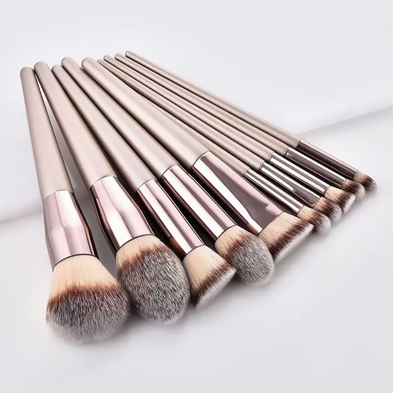 10 pièces pinceaux de maquillage nez contour ombre à paupières brosse Champagne or voyage pinceaux de maquillage pour tous HZS11