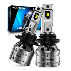NOVSIGHT 9005+H11 9005+9006 LED Headlight Combo 4 High Low Beam Bulbs Kit Super White Bright Lamps 6500K Mini Size Auto Headlamp