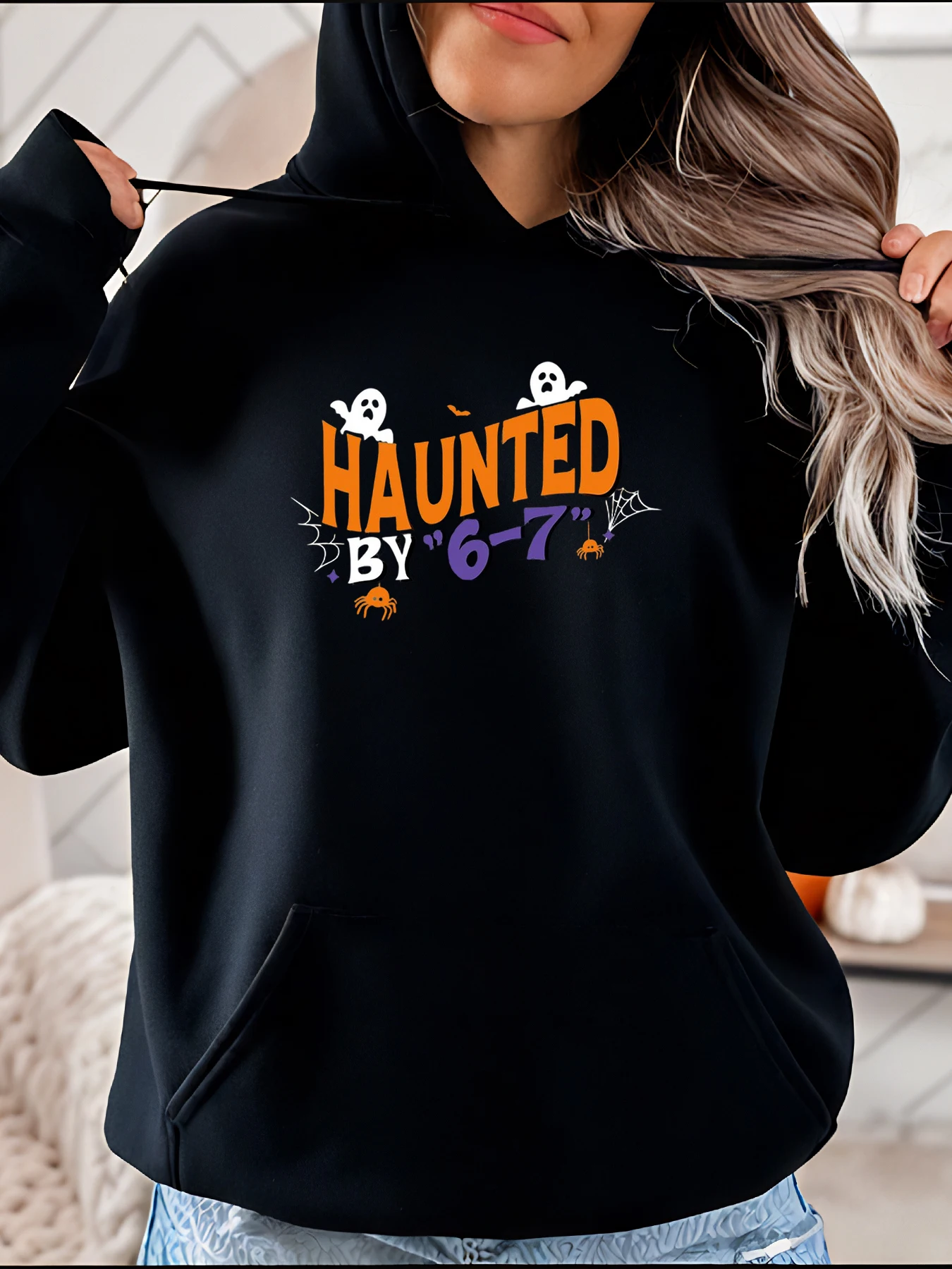 

Толстовка с принтом призрака и паука на Хэллоуин, женская повседневная осенне-зимняя толстовка, пуловер, пальто для девочек