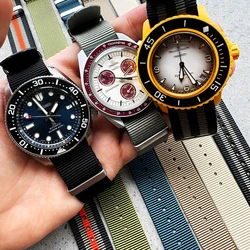 Vendita calda Bond esercito militare kaki cinturini per orologi in tessuto nero 20mm 22mm cinturino per orologio in Nylon da uomo per Moonswatch per Seiko