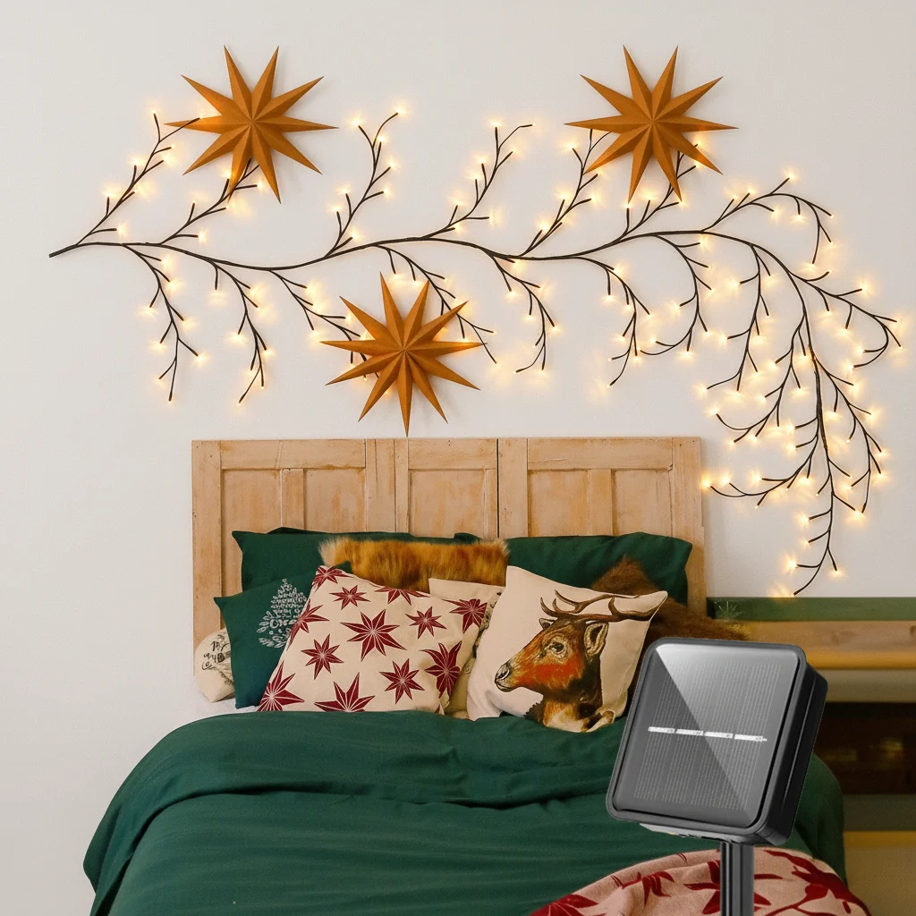 Lampa gałązka drzewa z 96 diodami LED, dekoracja ścienna do sypialni, listwa świetlna w kształcie wierzby, 8 trybów świecenia, DIY, nastrojowe oświetlenie, oświetlenie domowe. — 2
