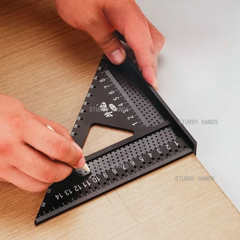 1pc Aluminum Alloy Triangulation Tool, Multi Functional 45 Degree/90 Degree Angle Ruler, Household Hardware Accessories