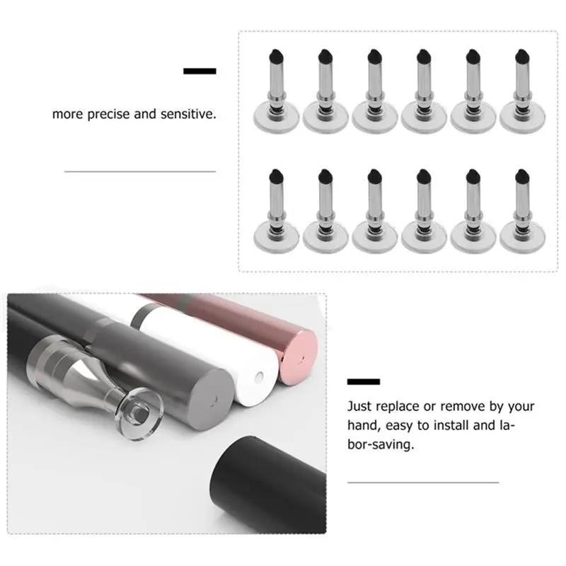 【HOT N07R】 12Pcs Universal Tip Capacitive Stylus Touch Screen Pen Nibs Silicone Replacement Pencil Tip for Tablet Mobile Phone