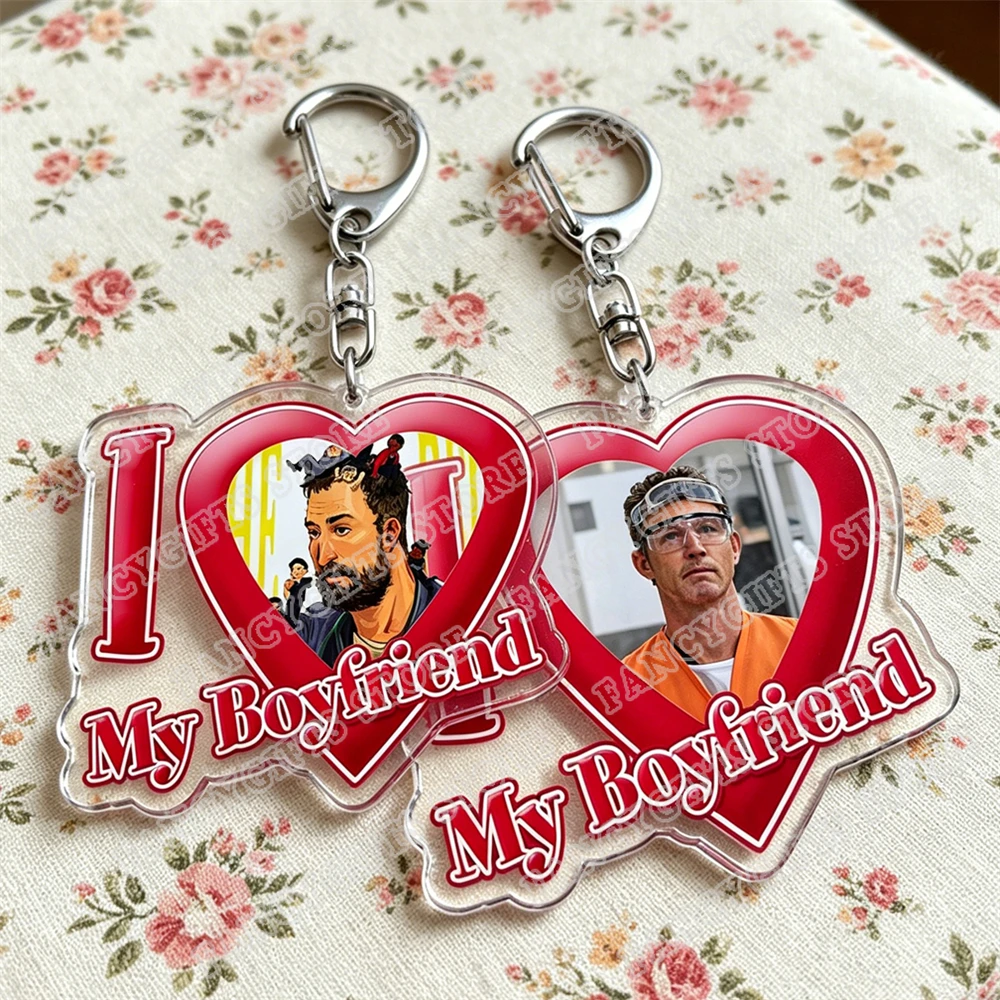 I Love My Boyfriend Chibi Keychain for Accessories The Pitt Popular TV Show Keyrings Key Chains Jewelry Friends Fans Gifts