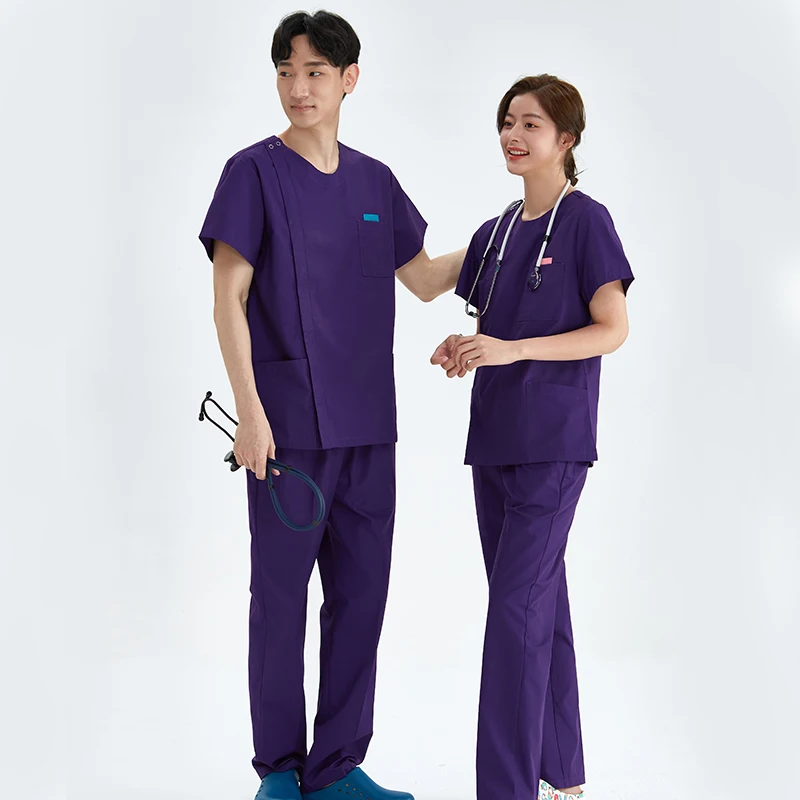 Zipper Nurse Uniforms Medical Scrubs Dental Assistant Nursing Suits Beauty Salon Workwear Pet Hospital V Neck Surgery Set 205