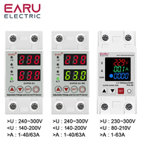 40A 63A 230V Din Rail Adjustable Digital Over Voltage Under Voltage Relay Over Current Protection kWh 220V Energy Meter