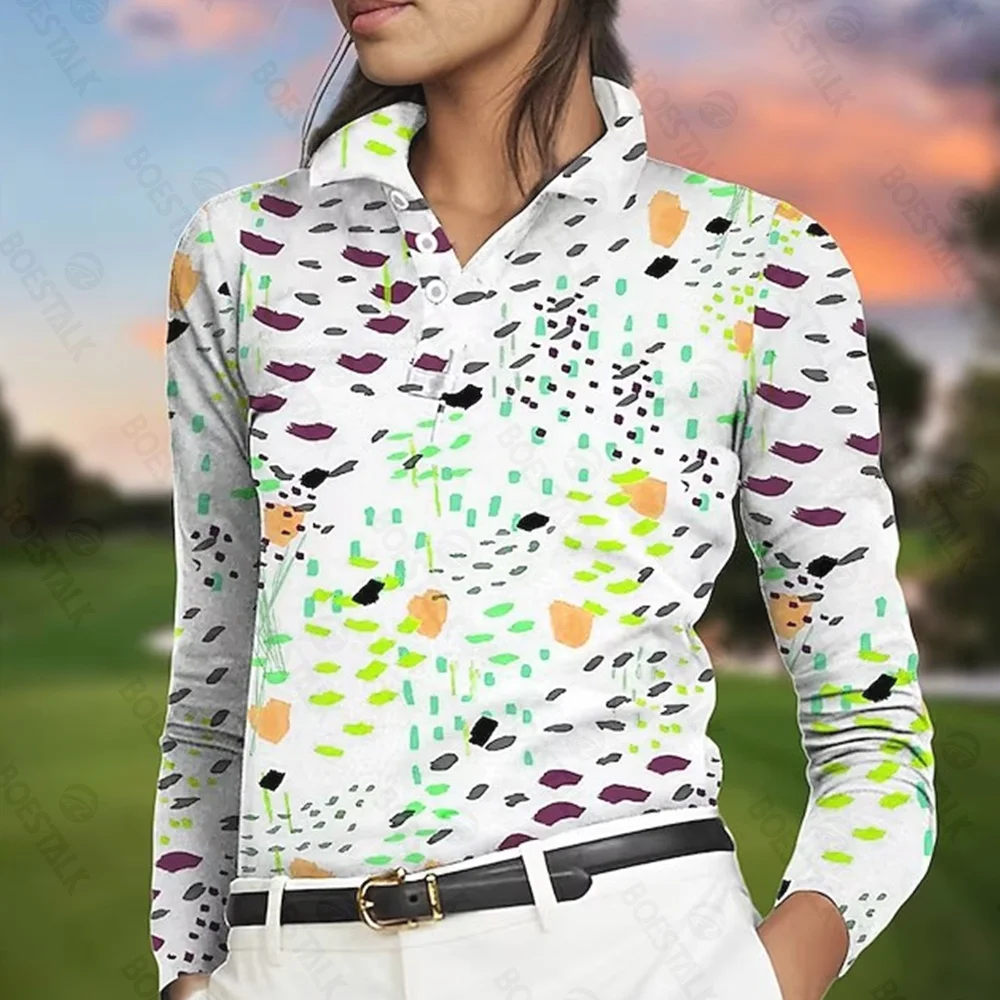 Women's long-sleeved golf Polo shirts jerseys breathable quick-drying long-sleeved shirts 2024 autumn and winter new products.